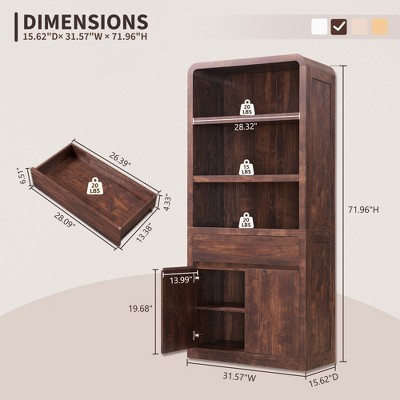 Sincido 72" Tall Pantry Cabinet, Kitchen Storage Cabinet with Large Drawer & Adjustable Shelves, Modern Organizer for Living Room, Dining Room, Brown — фото 2