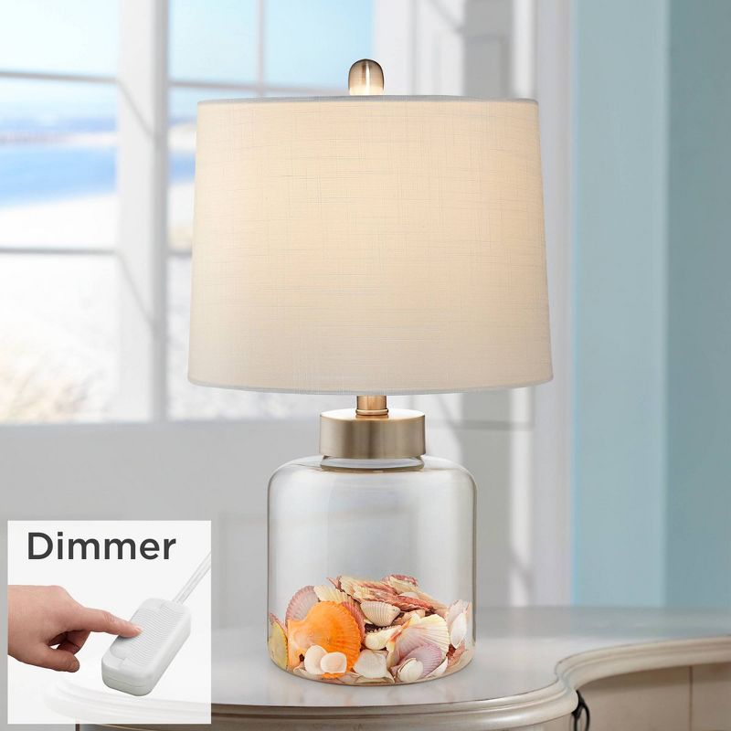 360 Lighting Coastal Accent Table Lamp with Table Top Dimmer Fillable 20.5" High Clear Glass Canister Off White Drum for Living Room Bedroom, 2 of 10