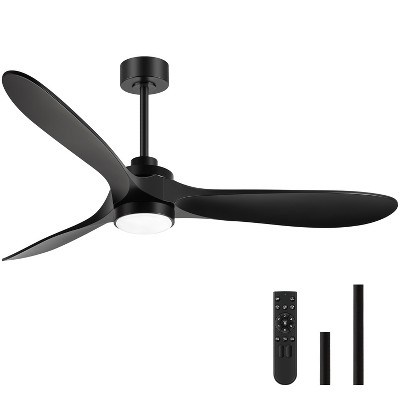 Airsurfer 60" Modern Matte Black Propeller Ceiling Fan with Color-Changing LED Light & Remote, 3-Blade Design