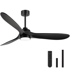 Airsurfer 60" Modern Matte Black Propeller Ceiling Fan with Color-Changing LED Light & Remote, 3-Blade Design - 1 of 4