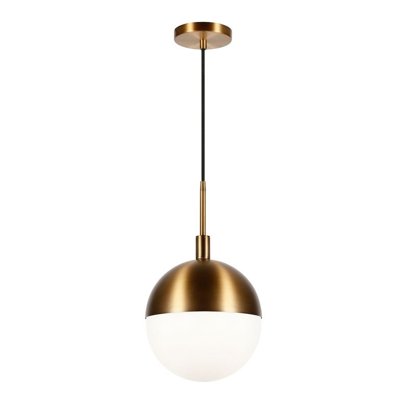Hampton &#38; Thyme 10&#34; Wide Large Pendant with Glass Shade Brass/White Milk, 1 of 11