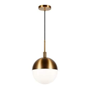 Hampton & Thyme 10" Wide Large Pendant with Glass Shade Brass/White Milk