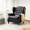 Amanda 33" Wide Genuine Leather Wingback Armchair with Solid Tapered Wood Legs and Nailhead Trim| ARTFUL LIVING DESIGN - 2 of 4