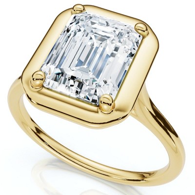Pompeii3 Certified 2Ct Emerald Cut Adriana Diamond Engagement Ring 14k Gold Lab Created