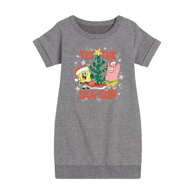 - SpongeBob SquarePants - Tis The Season Graphic Short Sleeve Fleece Dress