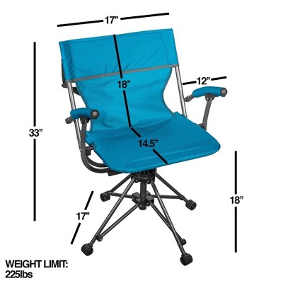 Teal Outdoor Swivel Camping Chair with Cushions and Arms
