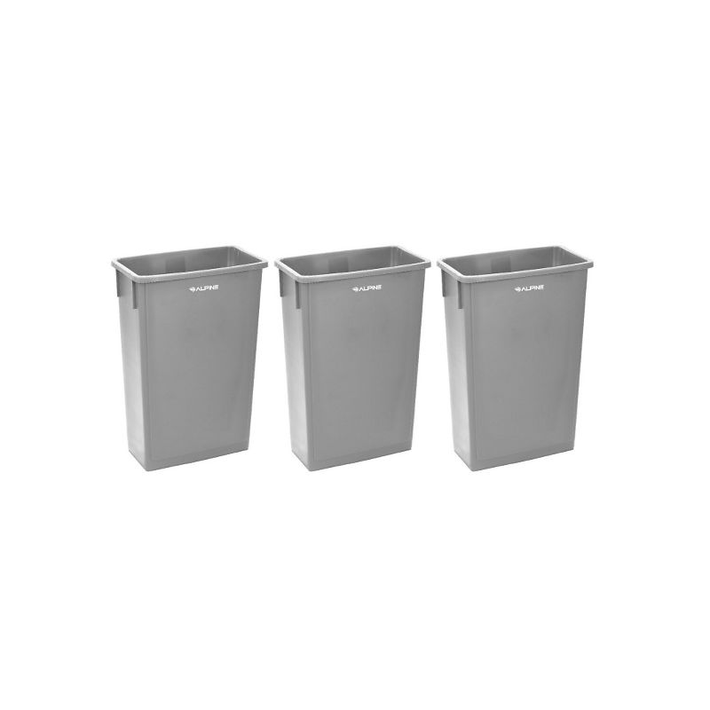 Alpine Industries Trash Can 23 Gallon Gray Commercial 3/Pack (477-GRY-3PK), 1 of 8