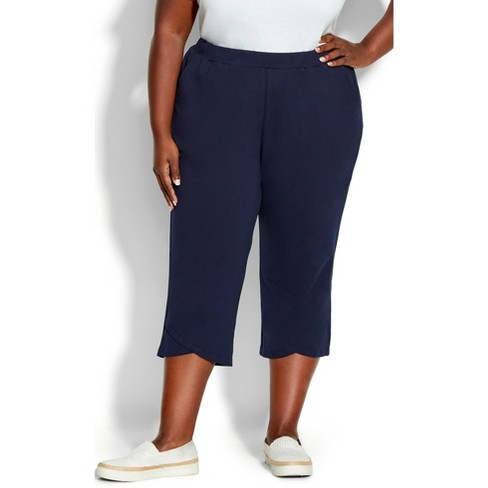 Avenue | Knit Cross Hem Crop Pant - Navy : Target