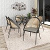 LeisureMod Urbane Dining Chair vynil Upholstery, Wicker-back and Stainless Steel Legs, Set of 4 - 3 of 4