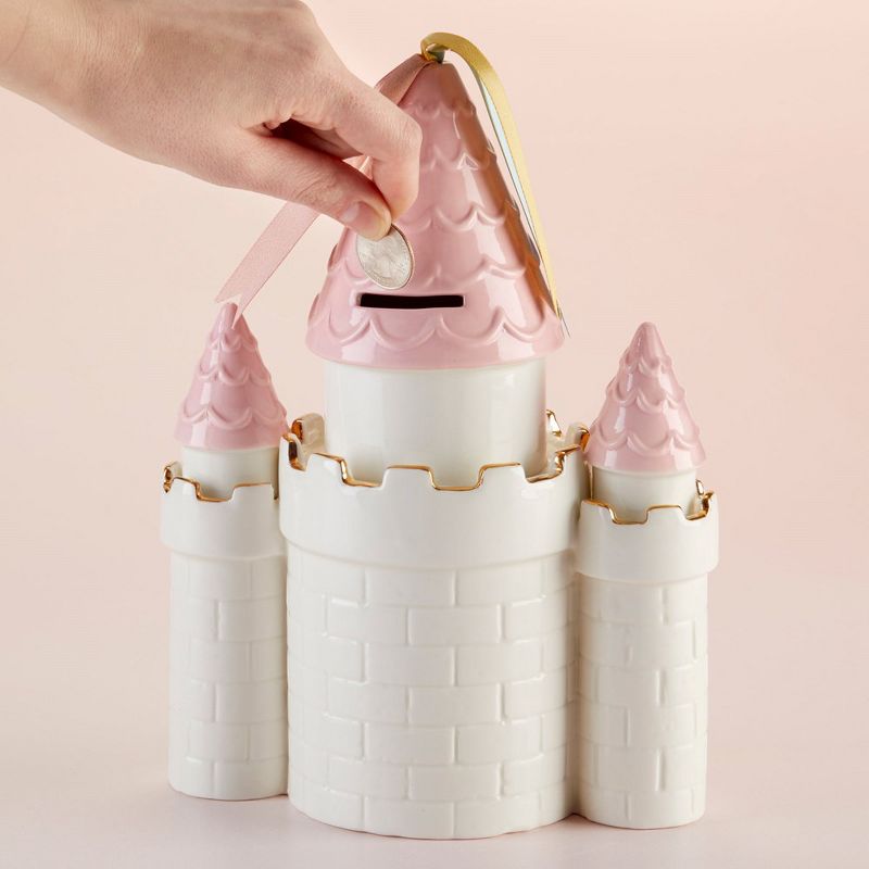 Baby Aspen Simply Enchanted Castle Ceramic Piggy Bank | BA21021NA, 3 of 9