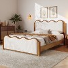 Christopher Knight Home Nysa Modern Bed Frame with Boucle Upholstered  Wavy Headboard - 2 of 4