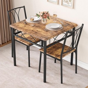 Compact 3-Piece Dining Set for 2, Square Kitchen Table with Upholstered Chairs, Space-Saving Diner Set for Small Kitchens & Apartments - 1 of 4