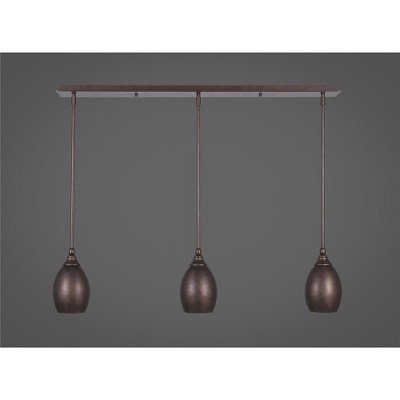 Toltec Lighting Any 3 - Light Chandelier in  Bronze with 5" Bronze Oval Metal Shade Shade