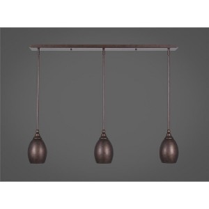 Toltec Lighting Any 3 - Light Chandelier in  Bronze with 5" Bronze Oval Metal Shade Shade - 1 of 1