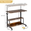 Syemin Desks Adjustable Overbed Bedside Table Overbed Bedside Table with Wheels Hospital Tray Table Adjustable with Wheel, Brown, 31.5"*15.75"*26.4" - 3 of 4