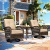 EROMMY Outdoor Swivel Rocker Bistro Set - 3 Piece Wicker Patio Set With 2 Swivel Rocking Chairs, Cushions, And Tempered Glass Side Table - 2 of 4