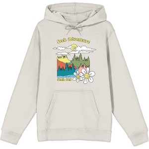 Positive Vibes Cloudy Forest Landscape Seek Adventure Seek Joy Long Sleeve Adult Hooded Sweatshirt - 1 of 2