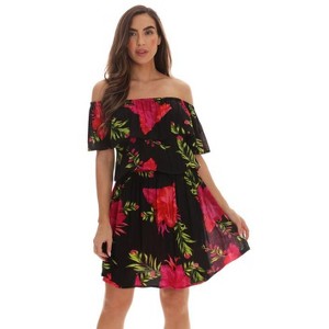 Riviera Sun Womens Floral Printed Off-Shoulder Rayon Crepe Printed Sundress for Women - 1 of 3