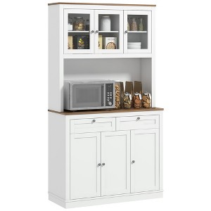 71" Freestanding Kitchen Pantry Cabinet with Microwave Stand, 5 Doors, 2 Drawers & Adjustable Shelves for Dining Room - 1 of 4
