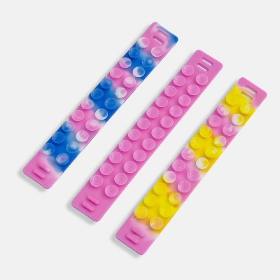 Link 8inch Suction Pop It Bracelet Fidget Toy 3 Pack - Pink/Blue/Yellow