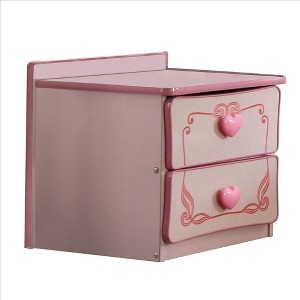 Royal Hampton 2 Drawer Wooden Nightstand with Heart Knob Pulls, Pink - 1 of 4