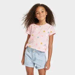 Girls' Printed Short Sleeve T-Shirt - Cat & Jack™ Soft Pink XXL Plus