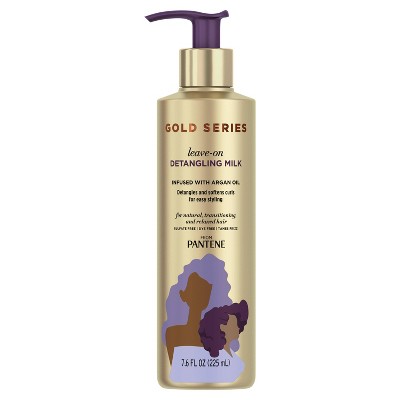 Gold Series from Pantene Sulfate-Free Leave-On Detangling Milk Treatment with Argan Oil for Curly & Coily Hair - 7.6 fl oz