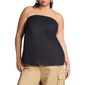 ELOQUII Women's Plus Size Linen Blend Column Tube Top - 1 of 4