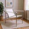 HomeRoots 24" White and Silver Faux Leather and Stainless Adjustable Back Arm Chair - 2 of 4