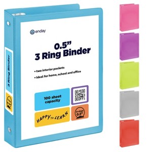 3 Ring Binder Clear View Cover with 2 Inside Pockets, Colored School Supplies Office and Home Binders – by Enday - 1 of 4