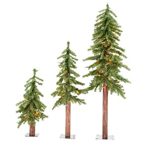 Vickerman Natural Alpine Artificial Christmas Tree Set - 1 of 4