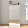 FUFU&GAGA Shoe Cabinet with 3 Mirrored Flip Drawers, Free Standing Slim Chest - 4 of 4