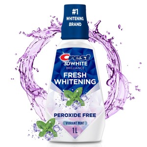 Crest 3D White Brilliance Alcohol Free Whitening Mouthwash, Clean Mint - 33.8 fl oz - 1 of 4