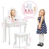Kids Vanity Table & Stool Set with Mirror, Drawer & Wooden Makeup Playset - Pretend Play Dress-Up Dressing Table for Girls Ages 3-9 - 2 of 4