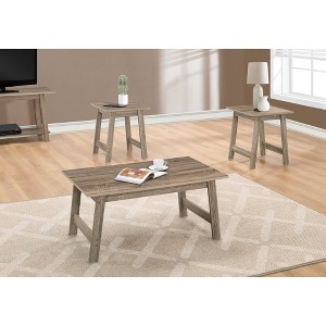Laminate 3-Piece Coffee and End Table Set with Spacious Tops and Minimalist Contemporary Design for Living Room or Accent Use - 1 of 4