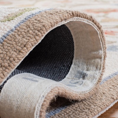 Ivory Floral Hand-Knotted Wool Round Area Rug