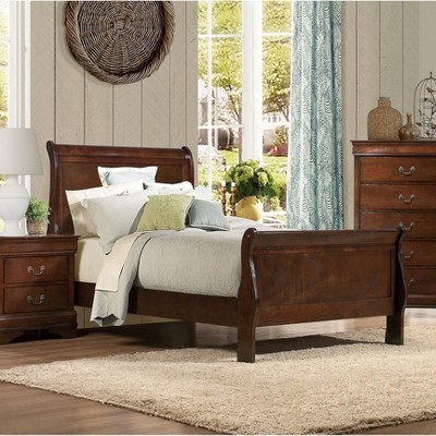 NicBex Traditional Wood Twin/Full/Queen Platform Bed Frame with Headboard and Footboard,Elegant Sleigh Design,Box Spring Needed,Easy Assembly