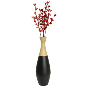 Uniquewise 31.5-inch Spun Bamboo Tall Trumpet Floor Vase - Decorative Home Accent, Indoor Decoration, Handmade Bamboo Vase, Floor Standing Vase - 1 of 4