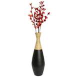 Uniquewise 31.5" Spun Bamboo Tall Trumpet Floor Vase Black and Natural