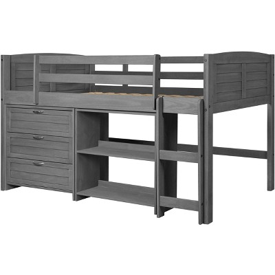 Donco Kids Louver Twin Antique Grey Modular Low Loft Bed - Group C