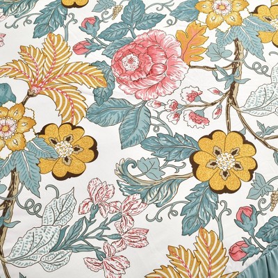 Full Blue Floral Microfiber Reversible Comforter Set