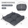 Aoodor 19x19x5 Inch Tufted Outdoor Chair Cushions, Water and Fade Resistant Polyester Dining Chair Pads with Ties for Patio Furniture, Set of 4 - 4 of 4