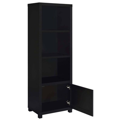 Black 3-Shelf Media Tower with Cabinet