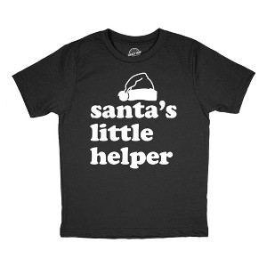 Youth Funny T Shirts Santas Little Helper Funny Christmas Graphic Novelty Tee For Kids - Crazy Dog Youth T Shirt - 1 of 4