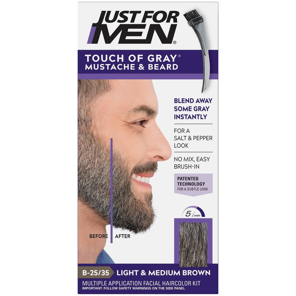 Photos - Hair Dye Just For Men Touch of Gray Mustache & Beard Color - Light & Med Brown