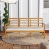 Tangkula 3-Seat Patio 64 Inch Wood Bench w/ Seat Cushion Slatted Seat & Backrest Outdoor - 4 of 4
