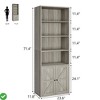 Farmhouse-Industrial Freestanding Bookshelf - 71.4"H Gray Wash Storage with Enclosed Cabinet & Open Shelves - 3 of 4