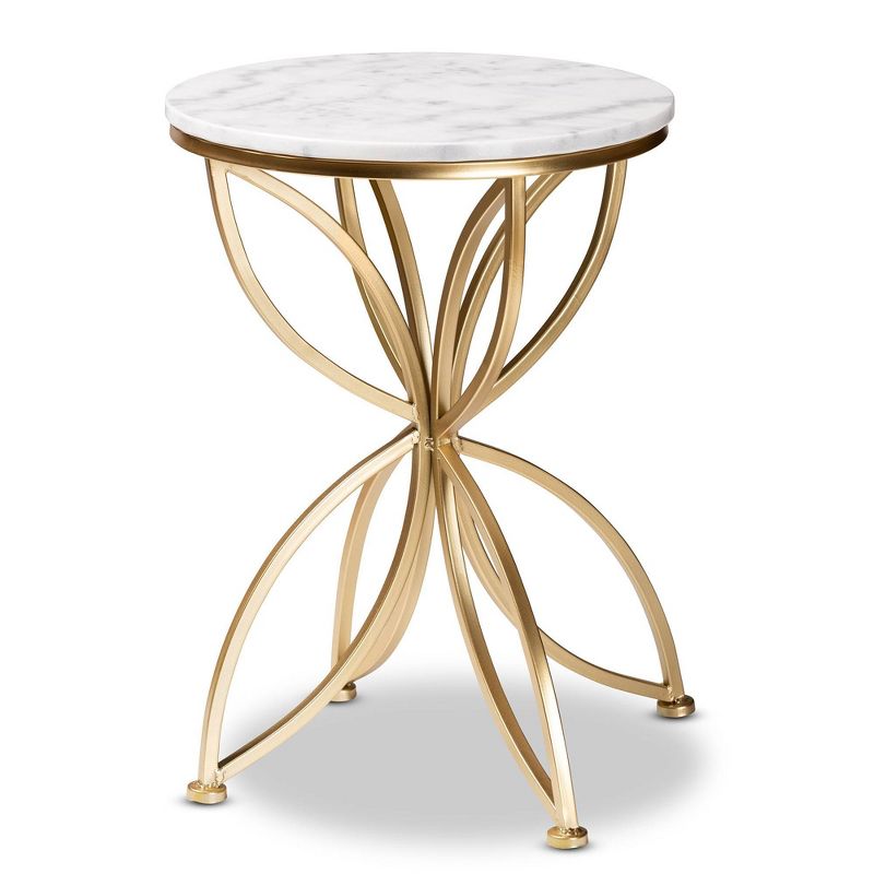 Jaclyn Metal End Table with Marble Tabletop Gold - Baxton Studio, 1 of 10