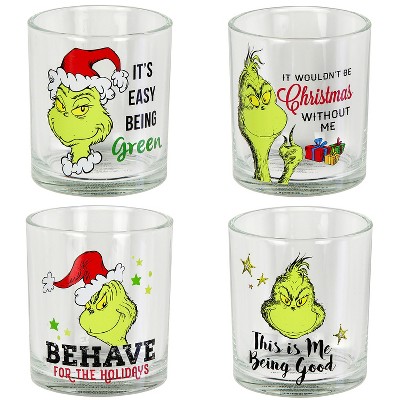 Dr. Seuss The Grinch Drinking Glasses Set Of 4 10 Oz. (295 ml.)