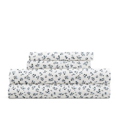 Ivory Floral Twin Microfiber Duvet Cover Set